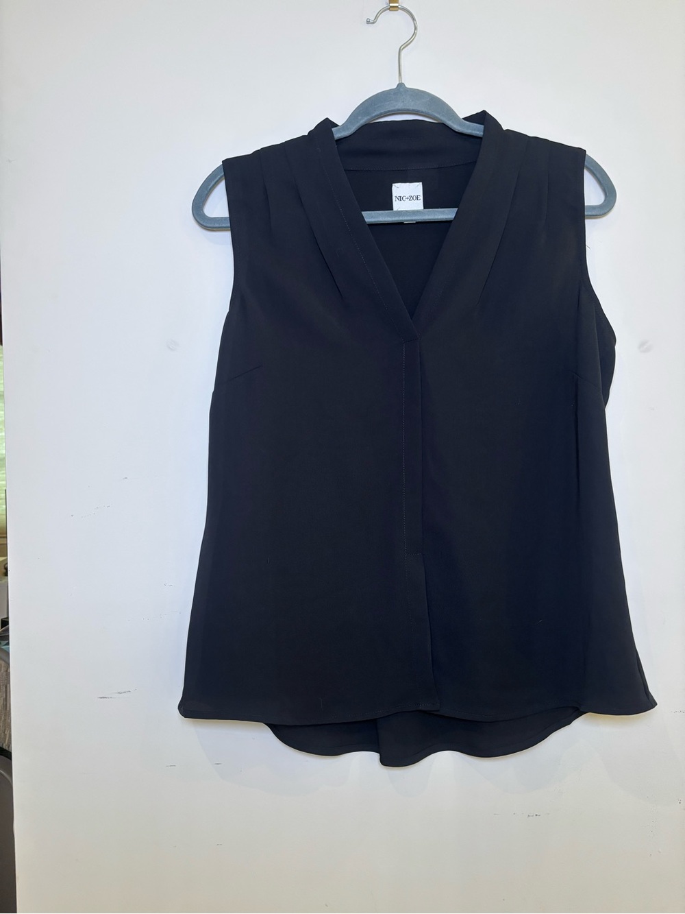 Sleeveless Black V-Neck Blouse
